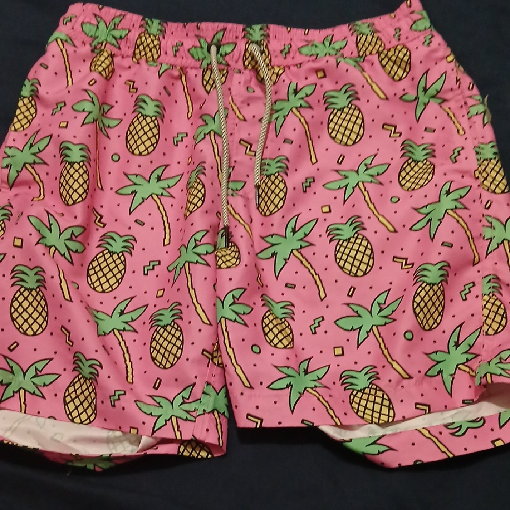 Pink Hawaiian Pineapple swim shorts